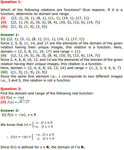HBSE 11th Class Maths Solutions Chapter 2 Relations and Functions Ex 2.3 1