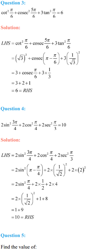 HBSE 11th Class Maths Solutions Chapter 3 Trigonometric Functions Ex 3.3 2