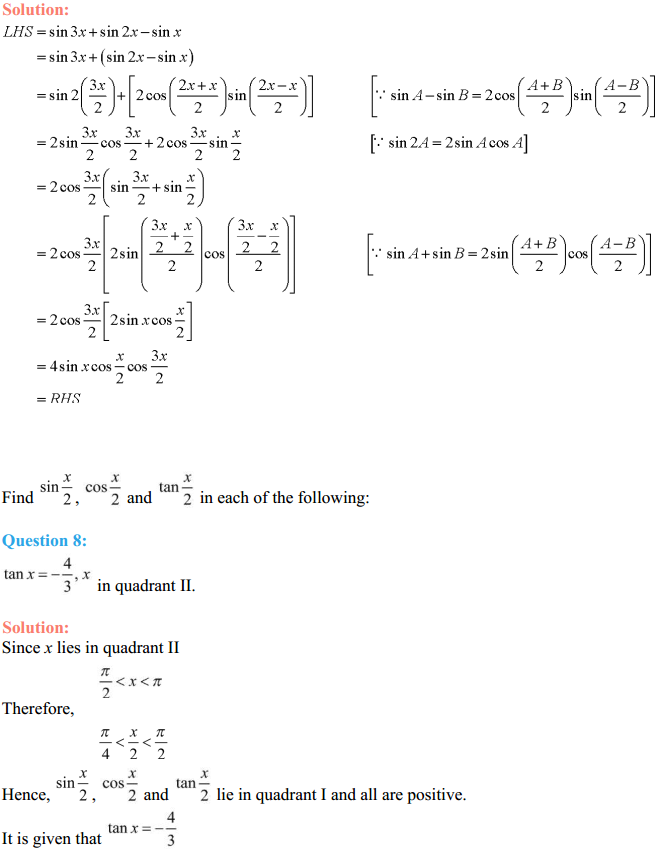 HBSE 11th Class Maths Solutions Chapter 3 Trigonometric Functions Miscellaneous Exercise 5