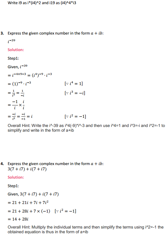 HBSE 11th Class Maths Solutions Chapter 5 Complex Numbers and Quadratic Equations Ex 5.1 2