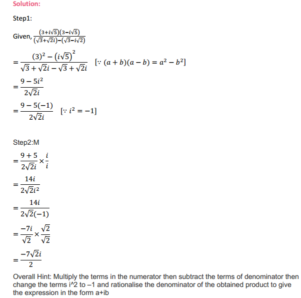HBSE 11th Class Maths Solutions Chapter 5 Complex Numbers and Quadratic Equations Ex 5.1 8