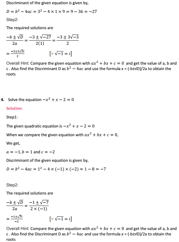 HBSE 11th Class Maths Solutions Chapter 5 Complex Numbers and Quadratic Equations Ex 5.3 3