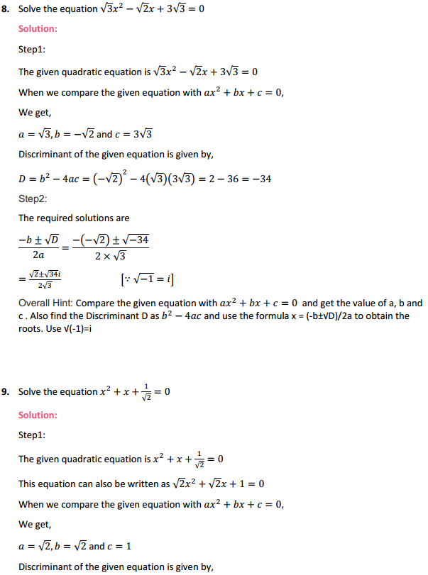 HBSE 11th Class Maths Solutions Chapter 5 Complex Numbers and Quadratic Equations Ex 5.3 6