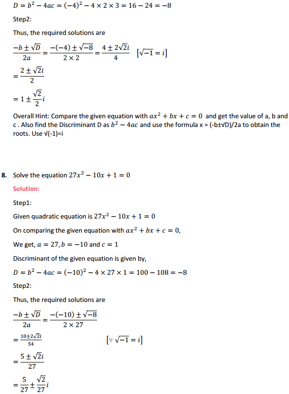 HBSE 11th Class Maths Solutions Chapter 5 Complex Numbers and Quadratic Equations Miscellaneous Exercise 8