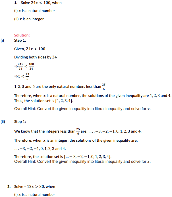 HBSE 11th Class Maths Solutions Chapter 6 Linear Inequalities Ex 6.1 1