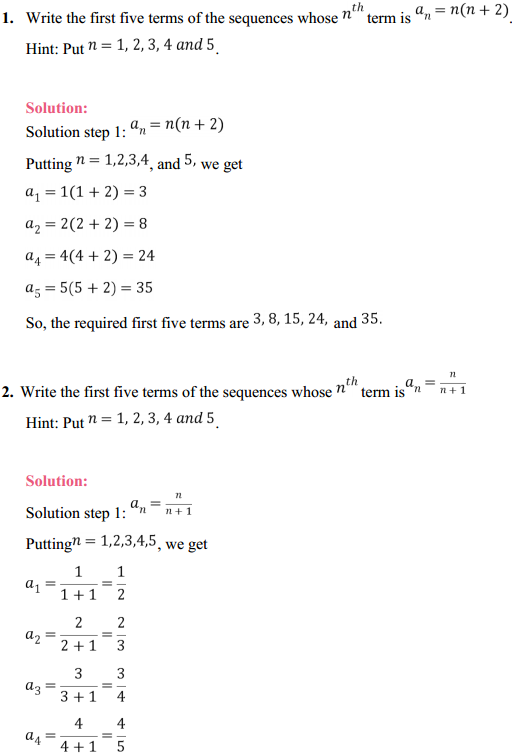 HBSE 11th Class Maths Solutions Chapter 9 Sequences and Series Ex 9.1 1