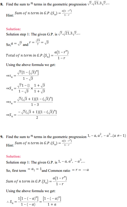 HBSE 11th Class Maths Solutions Chapter 9 Sequences and Series Ex 9.3 10