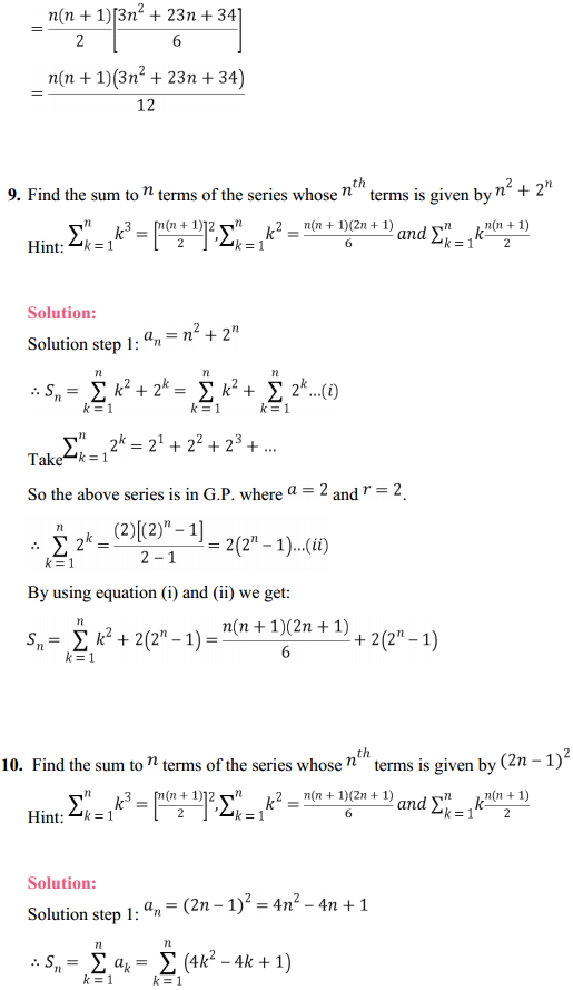 HBSE 11th Class Maths Solutions Chapter 9 Sequences and Series Ex 9.4 10