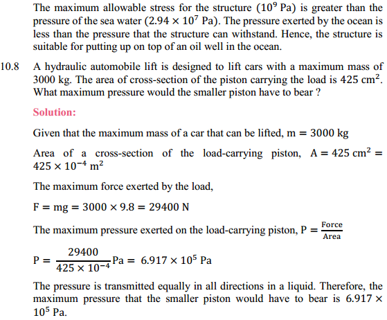 HBSE 11th Class Physics Solutions Chapter 10 Mechanical Properties of Fluids 11