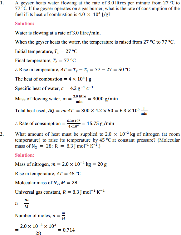 HBSE 11th Class Physics Solutions Chapter 12 Thermodynamics 1