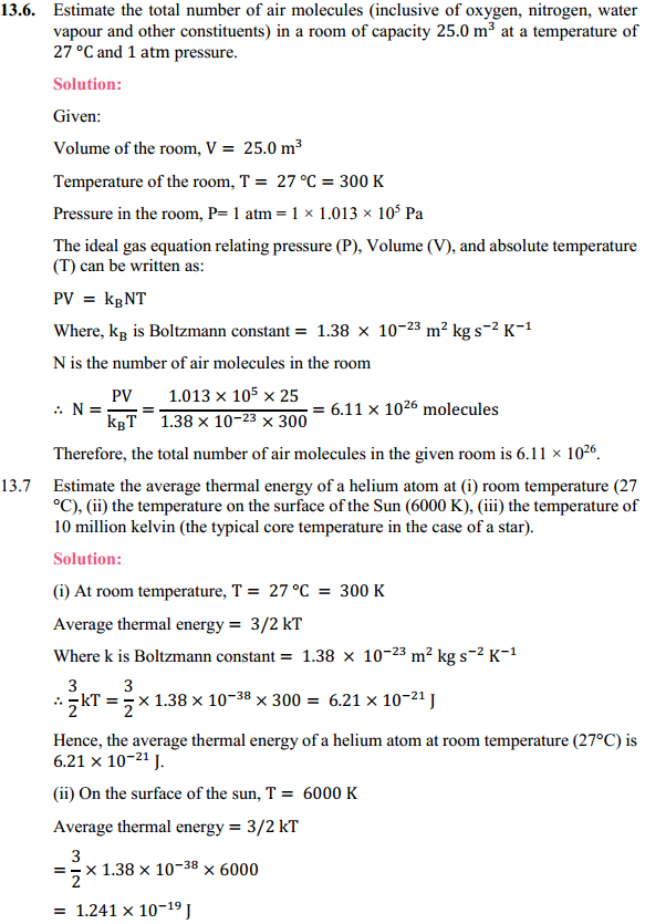 HBSE 11th Class Physics Solutions Chapter 13 Kinetic Theory 6