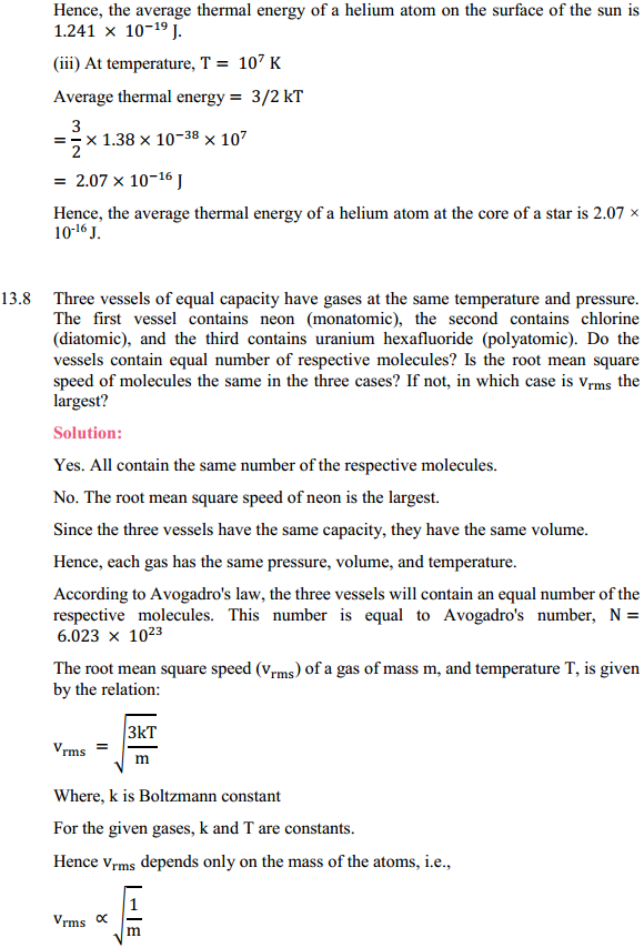 HBSE 11th Class Physics Solutions Chapter 13 Kinetic Theory 7