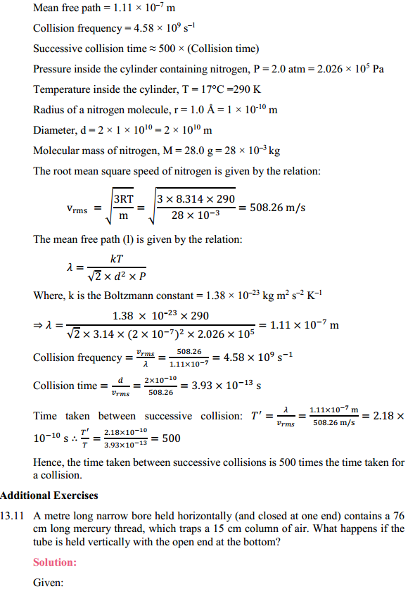 HBSE 11th Class Physics Solutions Chapter 13 Kinetic Theory 9