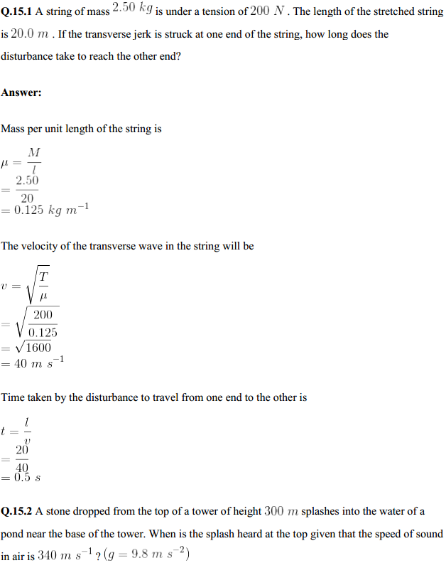 HBSE 11th Class Physics Solutions Chapter 15 Waves 1