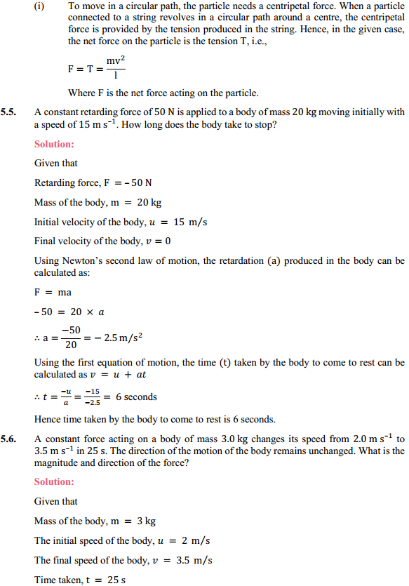 HBSE 11th Class Physics Solutions Chapter 5 Laws of Motion 4