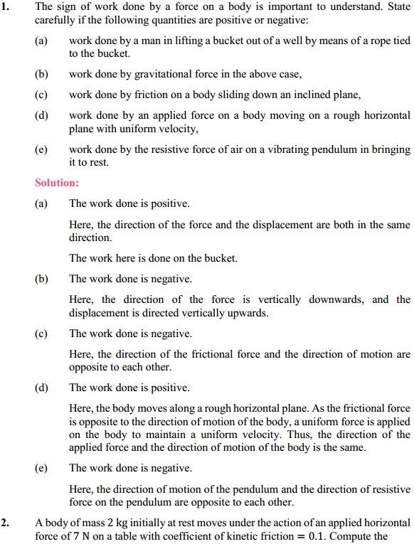 HBSE 11th Class Physics Solutions Chapter 6 Work Energy and Power 1