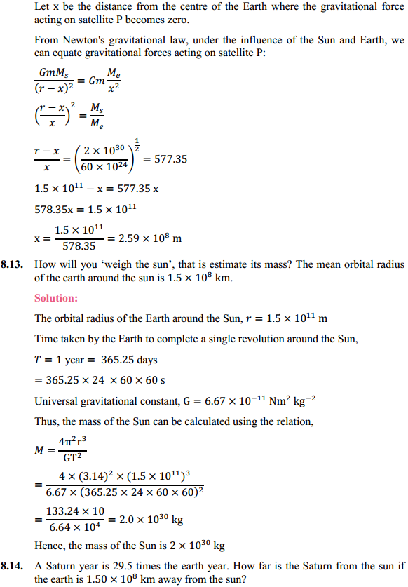 HBSE 11th Class Physics Solutions Chapter 8 Gravitation 10