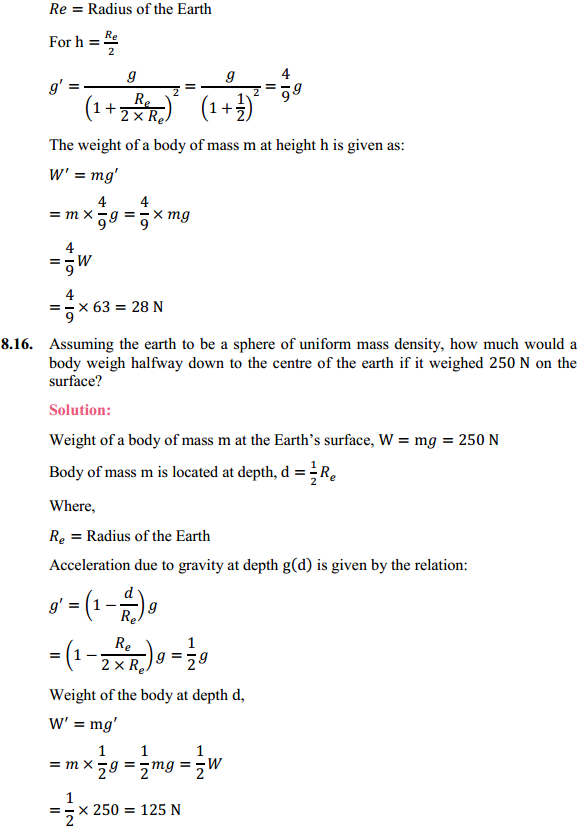 HBSE 11th Class Physics Solutions Chapter 8 Gravitation 12