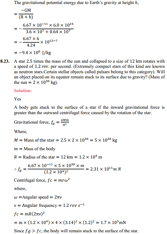 HBSE 11th Class Physics Solutions Chapter 8 Gravitation 18