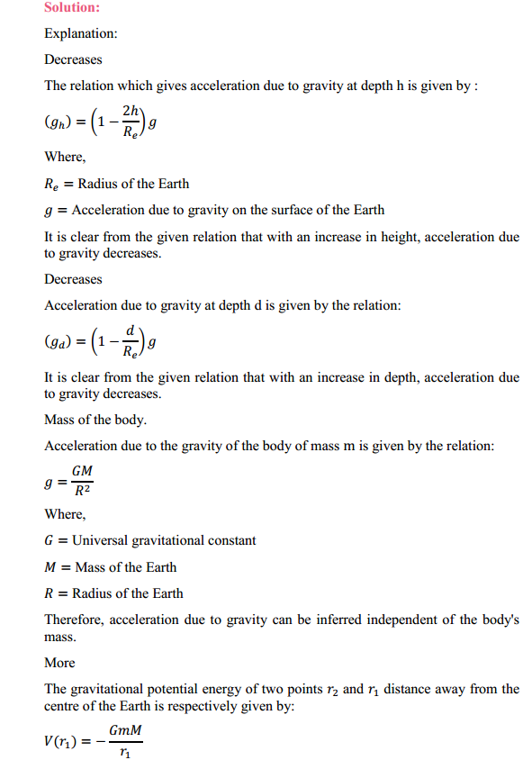 HBSE 11th Class Physics Solutions Chapter 8 Gravitation 2