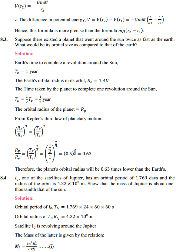 HBSE 11th Class Physics Solutions Chapter 8 Gravitation 3