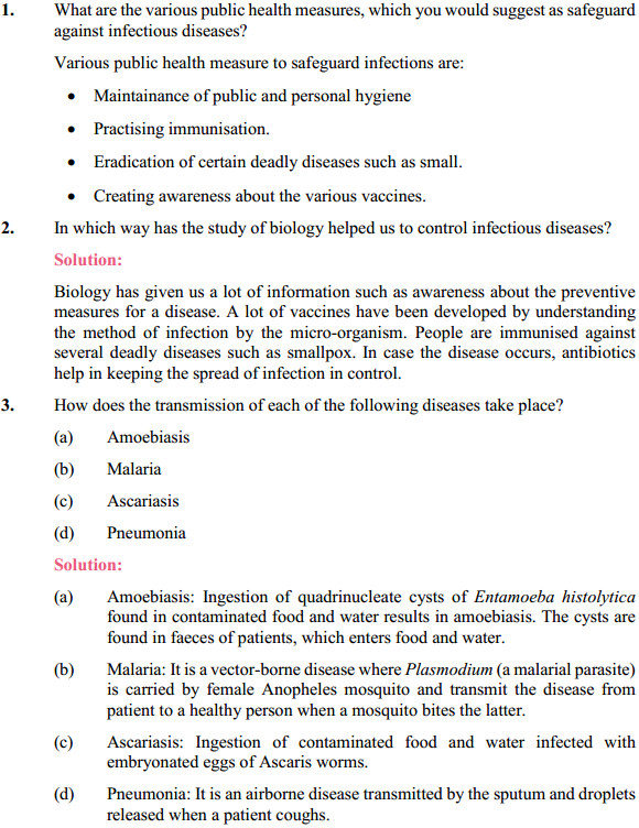 HBSE 12th Class Biology Solutions Chapter 8 Human Health and Diseases 1