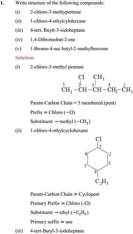 HBSE 12th Class Chemistry Solutions Chapter 10 Haloalkanes and Haloarenes 1