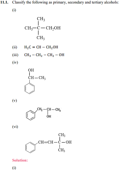 HBSE 12th Class Chemistry Solutions Chapter 11 Alcohols, Phenols and Ehers 1
