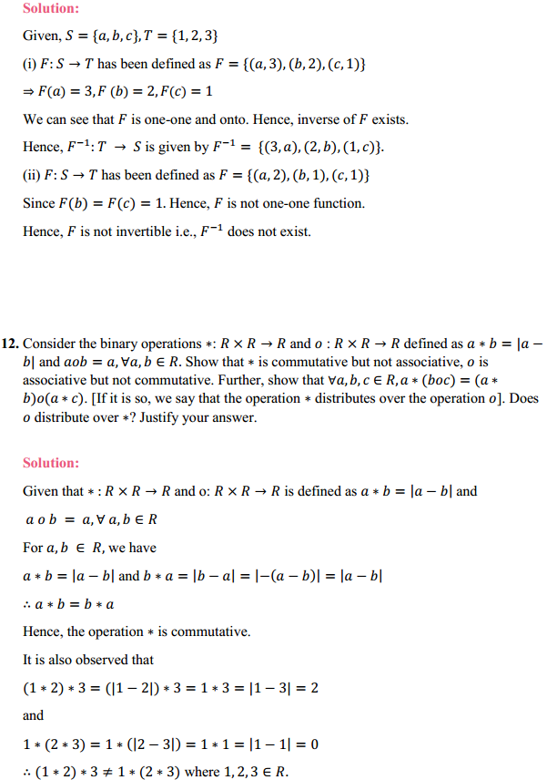 HBSE 12th Class Maths Solutions Chapter 1 Relations and Functions Miscellaneous Exercise 10