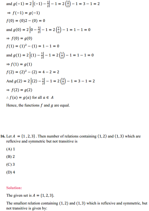 HBSE 12th Class Maths Solutions Chapter 1 Relations and Functions Miscellaneous Exercise 14