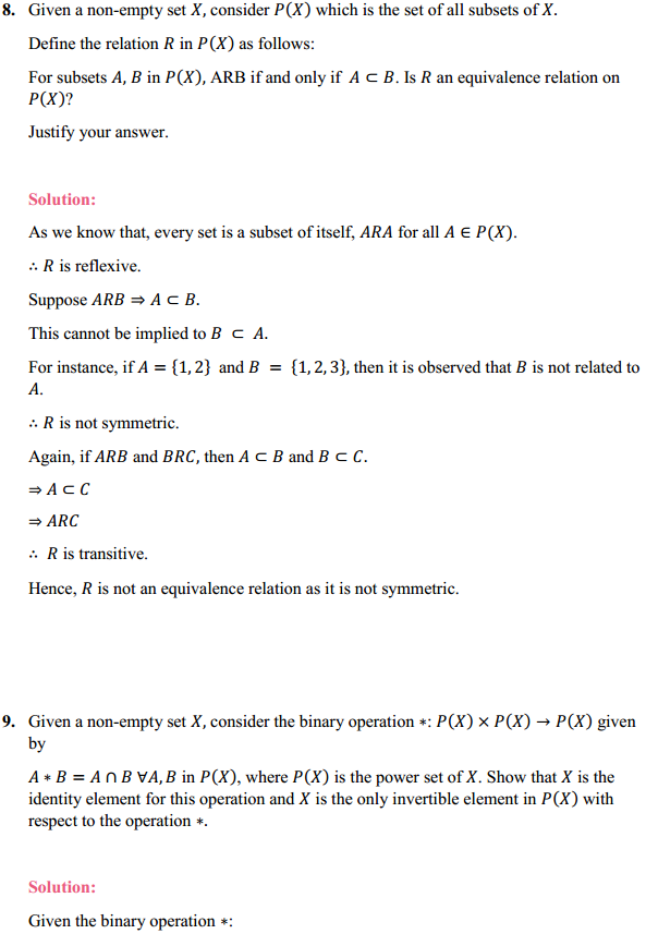 HBSE 12th Class Maths Solutions Chapter 1 Relations and Functions Miscellaneous Exercise 8