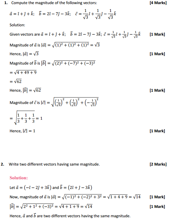 HBSE 12th Class Maths Solutions Chapter 10 Vector Algebra Ex 10.2 1