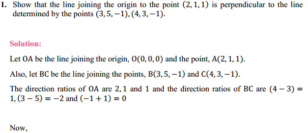 HBSE 12th Class Maths Solutions Chapter 11 Three Dimensional Geometry Miscellaneous Exercise 1