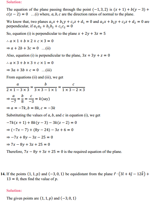 HBSE 12th Class Maths Solutions Chapter 11 Three Dimensional Geometry Miscellaneous Exercise 10