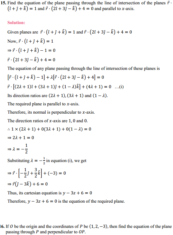 HBSE 12th Class Maths Solutions Chapter 11 Three Dimensional Geometry Miscellaneous Exercise 12