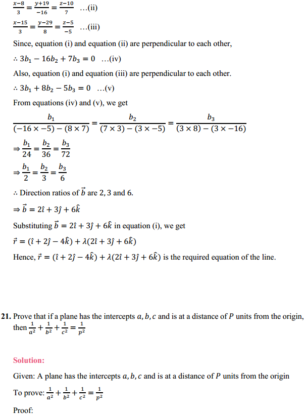 HBSE 12th Class Maths Solutions Chapter 11 Three Dimensional Geometry Miscellaneous Exercise 17