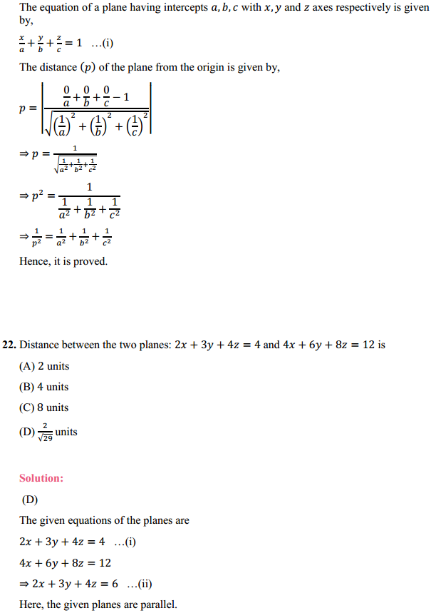 HBSE 12th Class Maths Solutions Chapter 11 Three Dimensional Geometry Miscellaneous Exercise 18