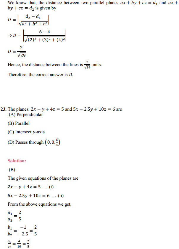 HBSE 12th Class Maths Solutions Chapter 11 Three Dimensional Geometry Miscellaneous Exercise 19