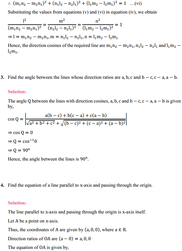 HBSE 12th Class Maths Solutions Chapter 11 Three Dimensional Geometry Miscellaneous Exercise 3