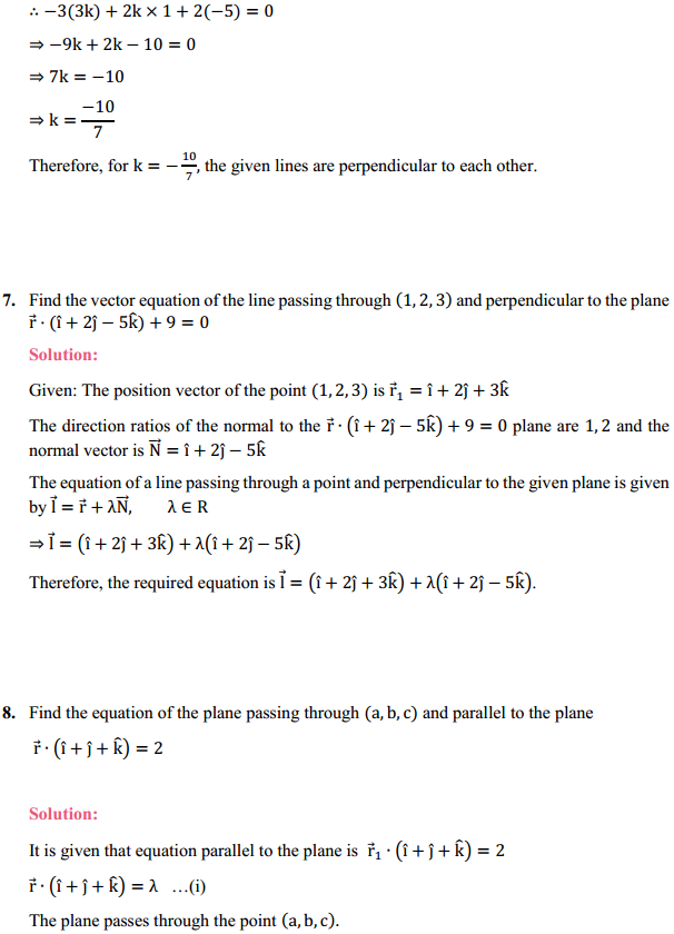HBSE 12th Class Maths Solutions Chapter 11 Three Dimensional Geometry Miscellaneous Exercise 5