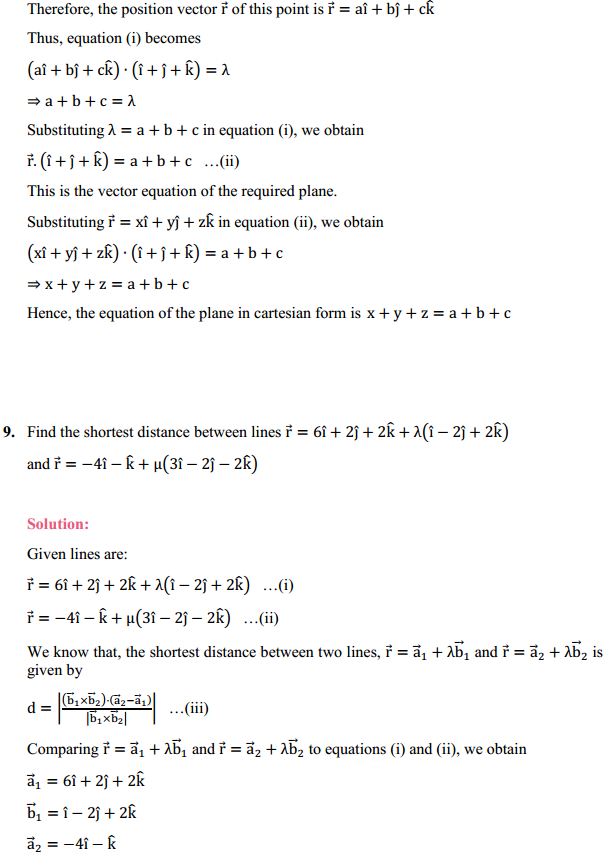 HBSE 12th Class Maths Solutions Chapter 11 Three Dimensional Geometry Miscellaneous Exercise 6