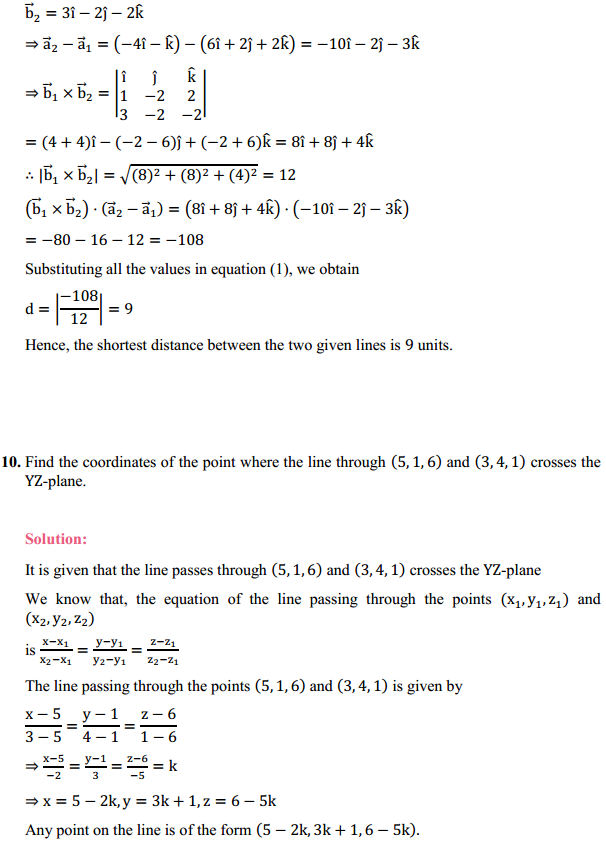 HBSE 12th Class Maths Solutions Chapter 11 Three Dimensional Geometry Miscellaneous Exercise 7