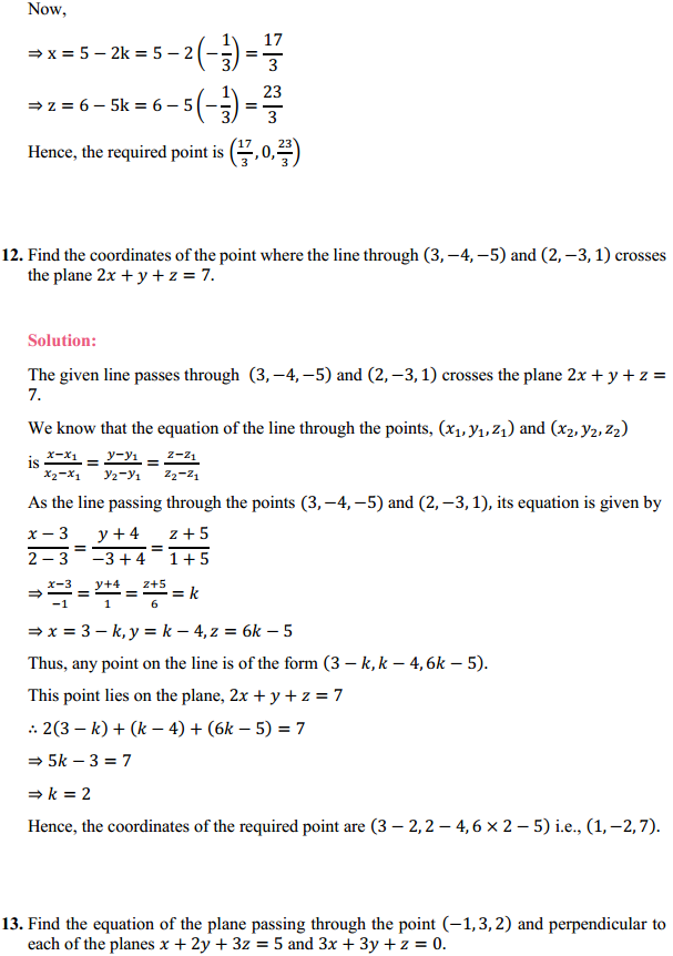HBSE 12th Class Maths Solutions Chapter 11 Three Dimensional Geometry Miscellaneous Exercise 9