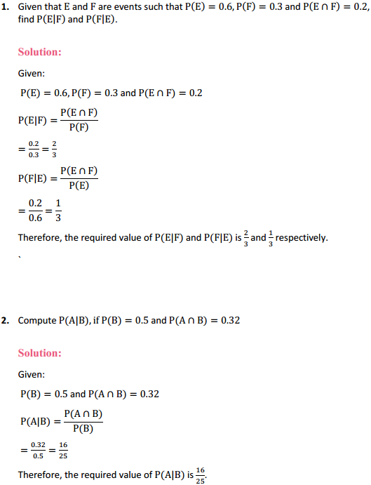 HBSE 12th Class Maths Solutions Chapter 13 Probability Ex 13.1 1