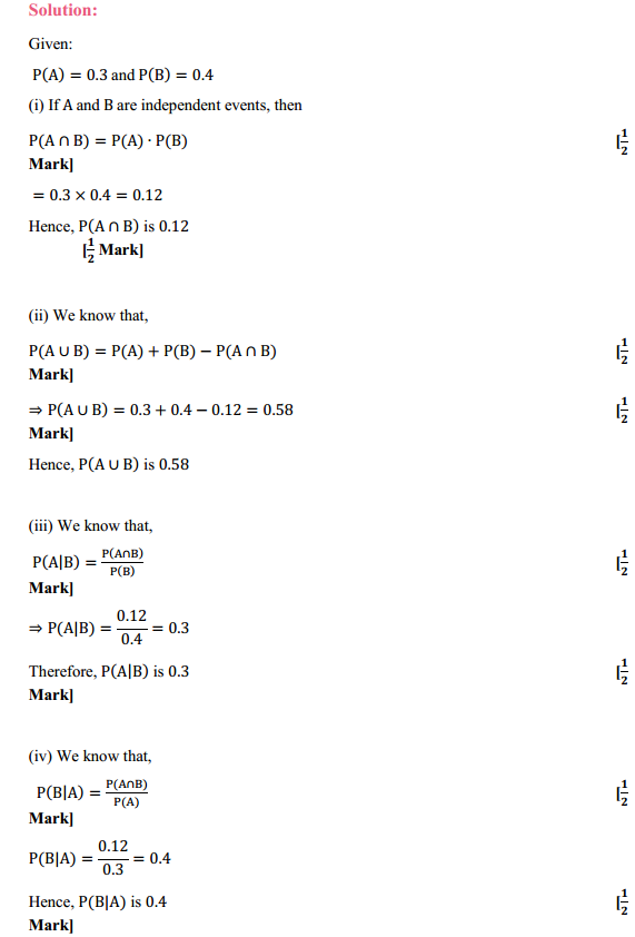 HBSE 12th Class Maths Solutions Chapter 13 Probability Ex 13.2 10