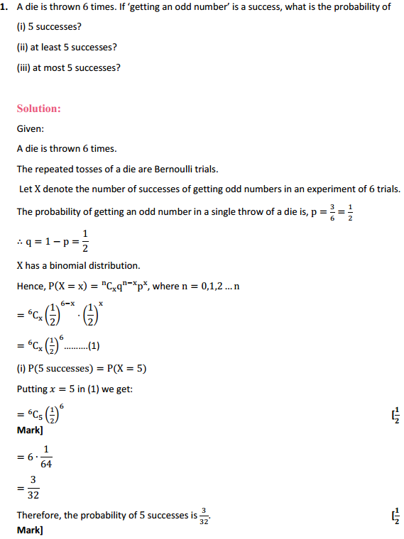 HBSE 12th Class Maths Solutions Chapter 13 Probability Ex 13.5 1