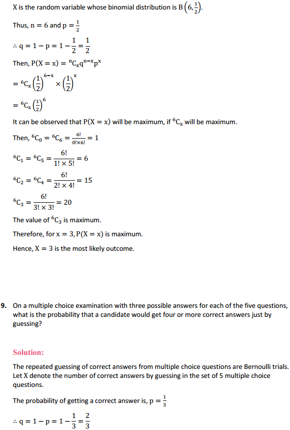 HBSE 12th Class Maths Solutions Chapter 13 Probability Ex 13.5 10