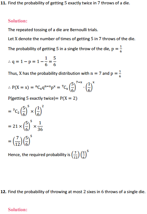 HBSE 12th Class Maths Solutions Chapter 13 Probability Ex 13.5 14