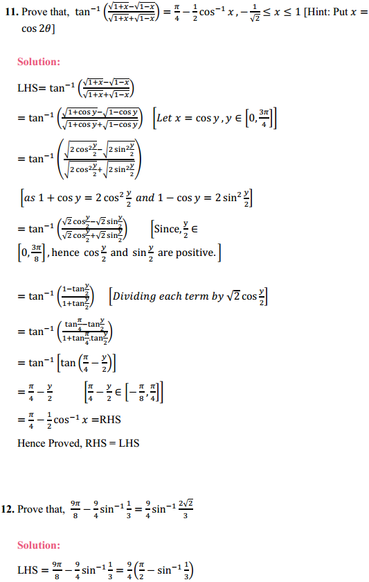 HBSE 12th Class Maths Solutions Chapter 2 Inverse Trigonometric Functions Miscellaneous Exercise 7