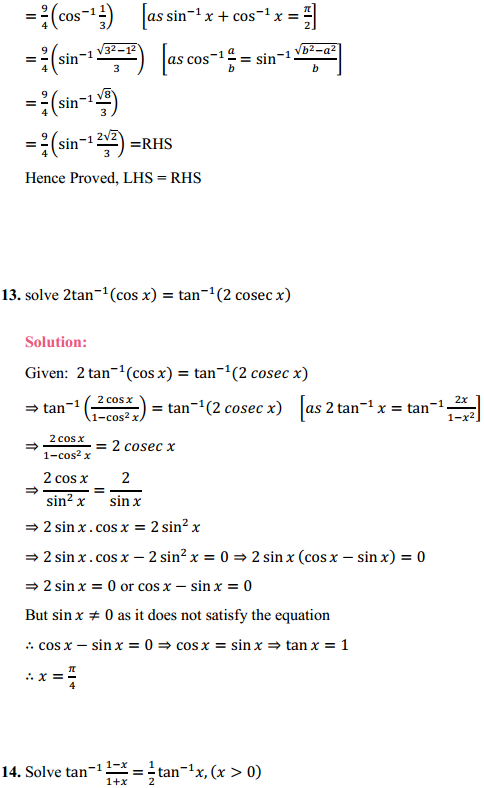 HBSE 12th Class Maths Solutions Chapter 2 Inverse Trigonometric Functions Miscellaneous Exercise 8